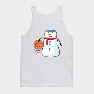 Funny Christmas Basketball Snowman Tank Top